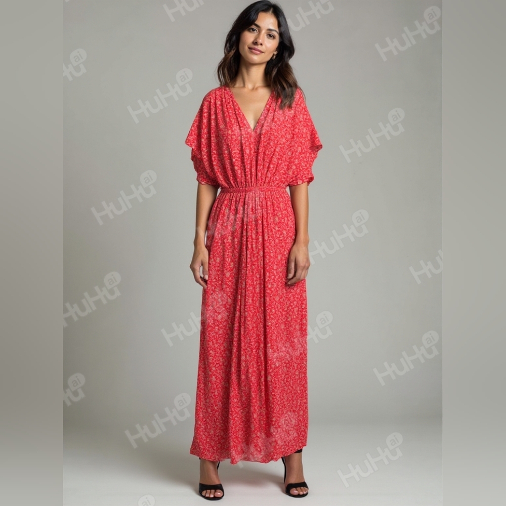 Michael Kors Pink Snake-Print Maxi Dress Small – Waist Tie, Excellent Condition